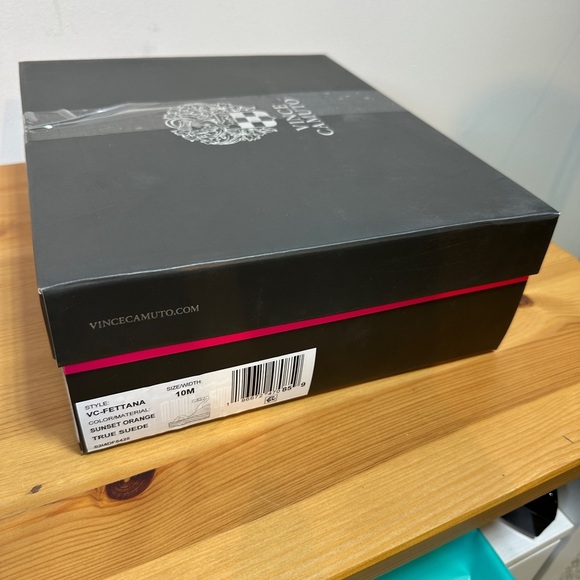 Vince Camuto | Orange Suede Espadrille Wedge Sandals | Fettana Ankle Strap - Picture 6 of 6